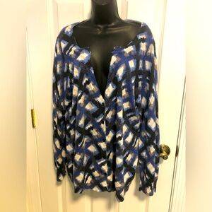 Lane Bryant  plus 18/20 VNeck cardigan.blue/black/white/gray. Versatile piece